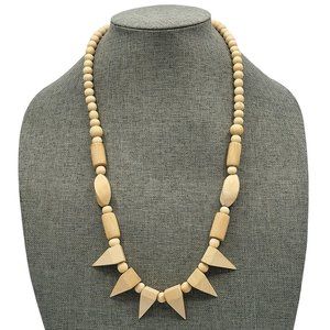 Necklace Womens Beaded Geometric Wooden Beads Bohemian Festival Bare Wood